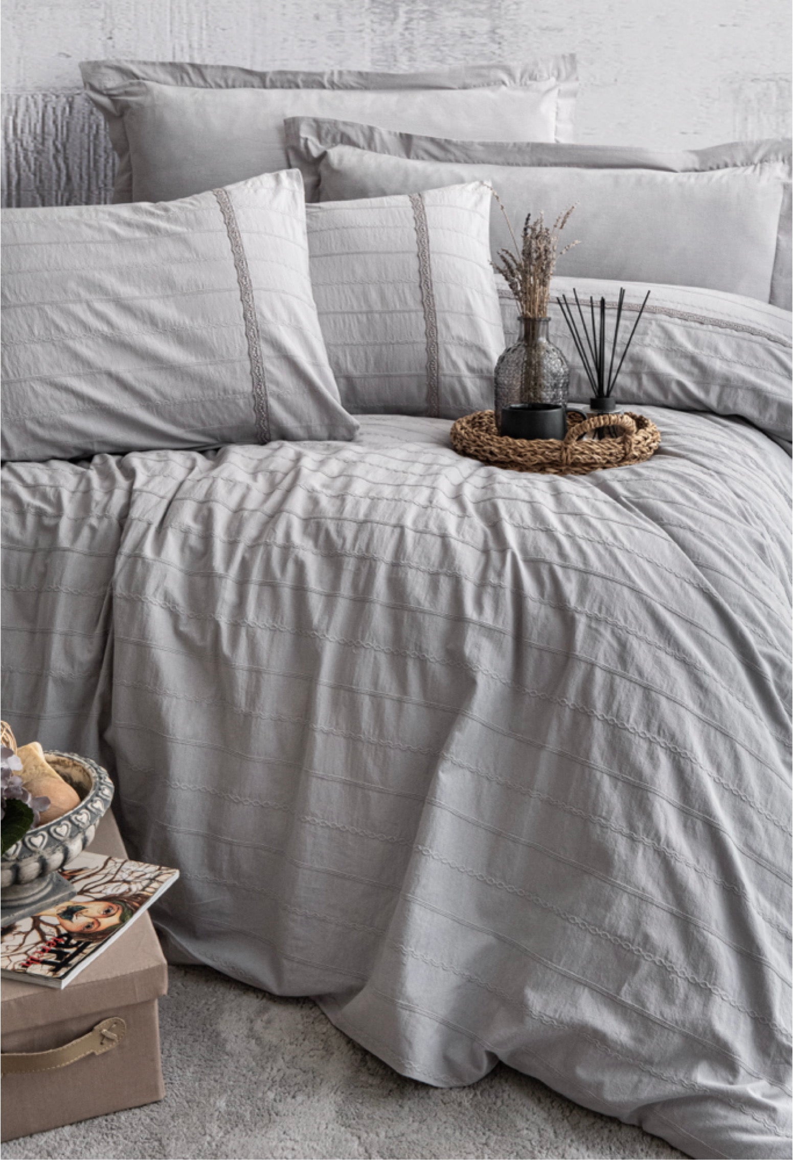 "JASMIN" Bed Linen Full Set (QUEEN)